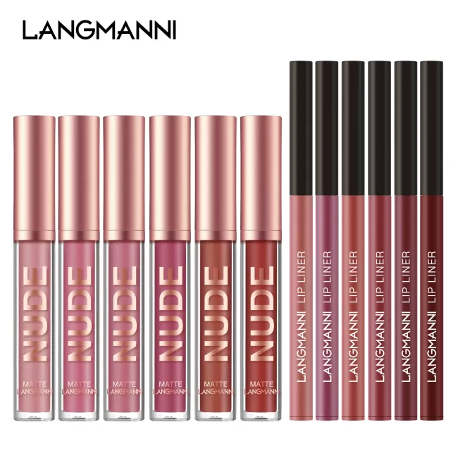 Langmanni Matte Lipstick &amp; Langmanni Lip Liner 12Pcs Sets