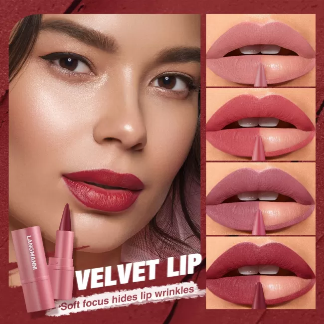Langmanni Lipstick &amp; Lip Line Matte 6 Colors